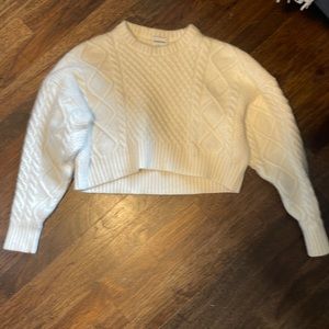 Sunday best cropped Peggy cable knit sweater, ivory / white